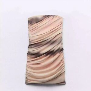 Zara Strapless Printed Tulle Corset Dress